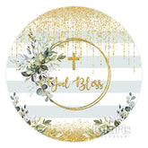 Lignes d'or et feuilles vertes autour de la toile de fond God Bless